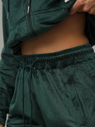 Tamsiai-žalia moteriškas veliūrinis sportinis kostiumas OZONEE JS/8C1176/9Z