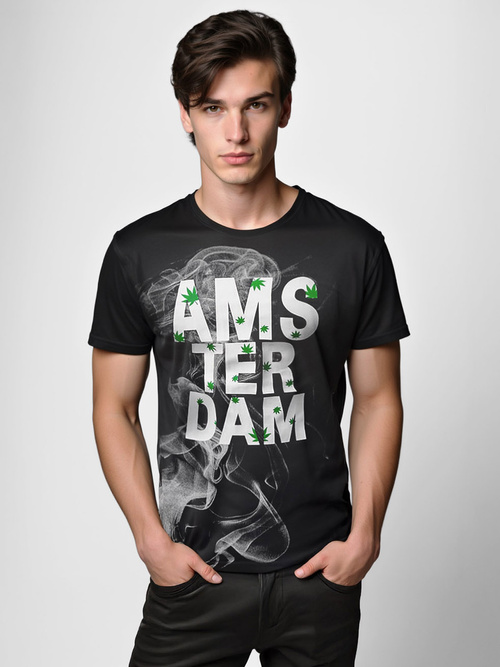 Juodi vyriški marškinėliai OZONEE O/T128/3Z