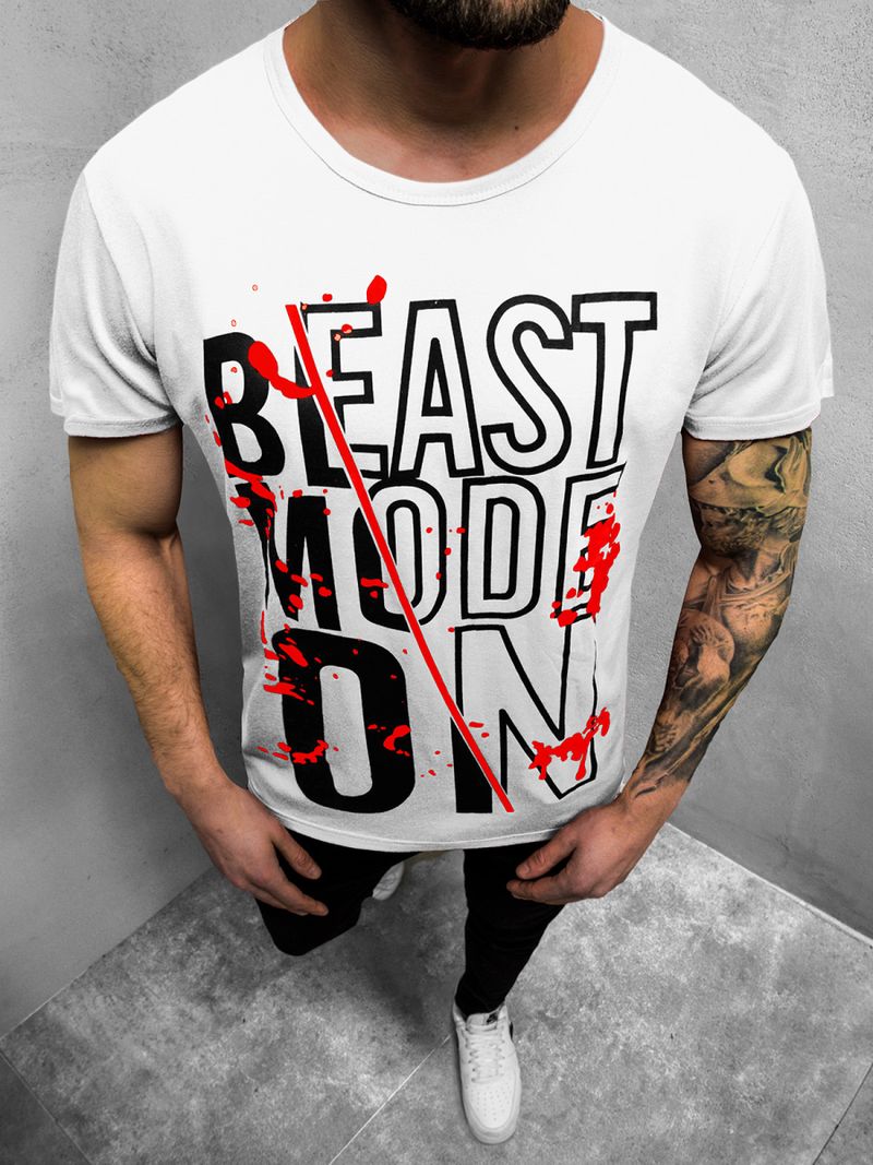 Balti vyriški marškinėliai OZONEE JS/KS1949Z