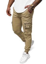 Smėliniai vyriškos chino jogger stiliaus kelnės OZONEE NB/MP0201K