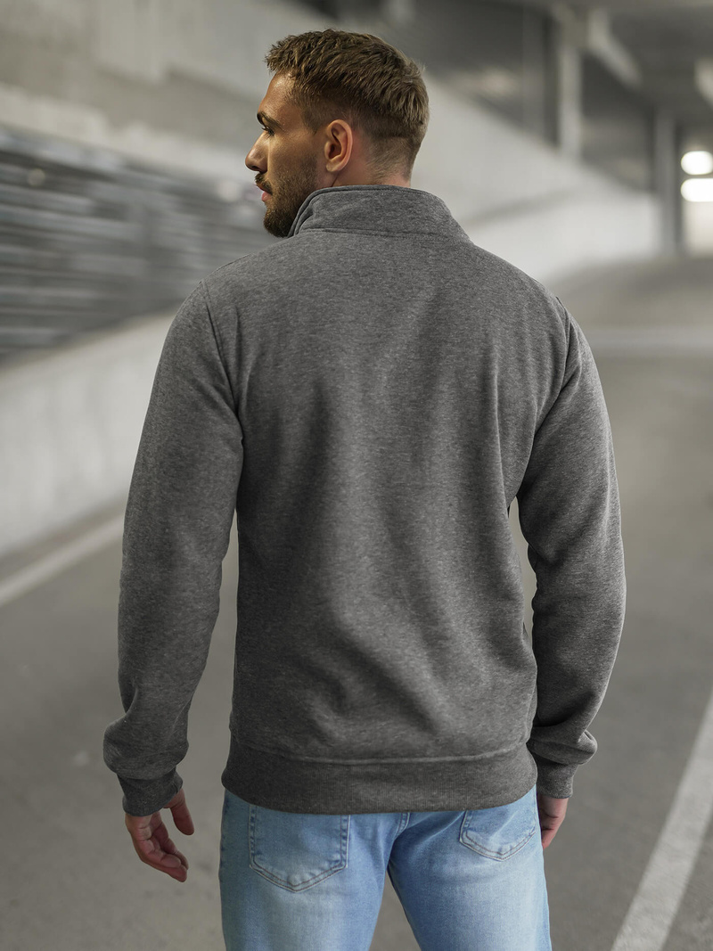 Tamsiai-pilkas vyriškas džemperis su užtrauktuku OZONEE JS/2002Z