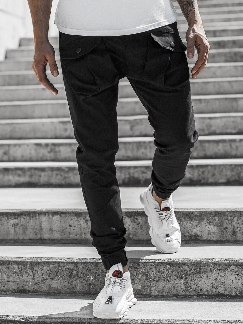 Juodos vyriškos chino jogger stiliaus kelnės OZONEE G/11144