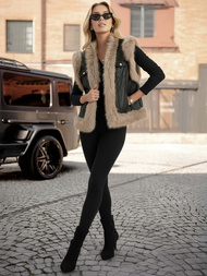 Juoda moteriška odinė liemenė OZONEE JS/61M8516/392