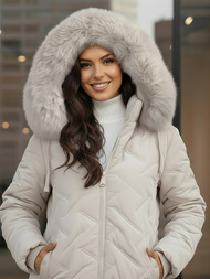 Šviesiai-pilkas moteriška striukė OZONEE JS/16M9296/280Z