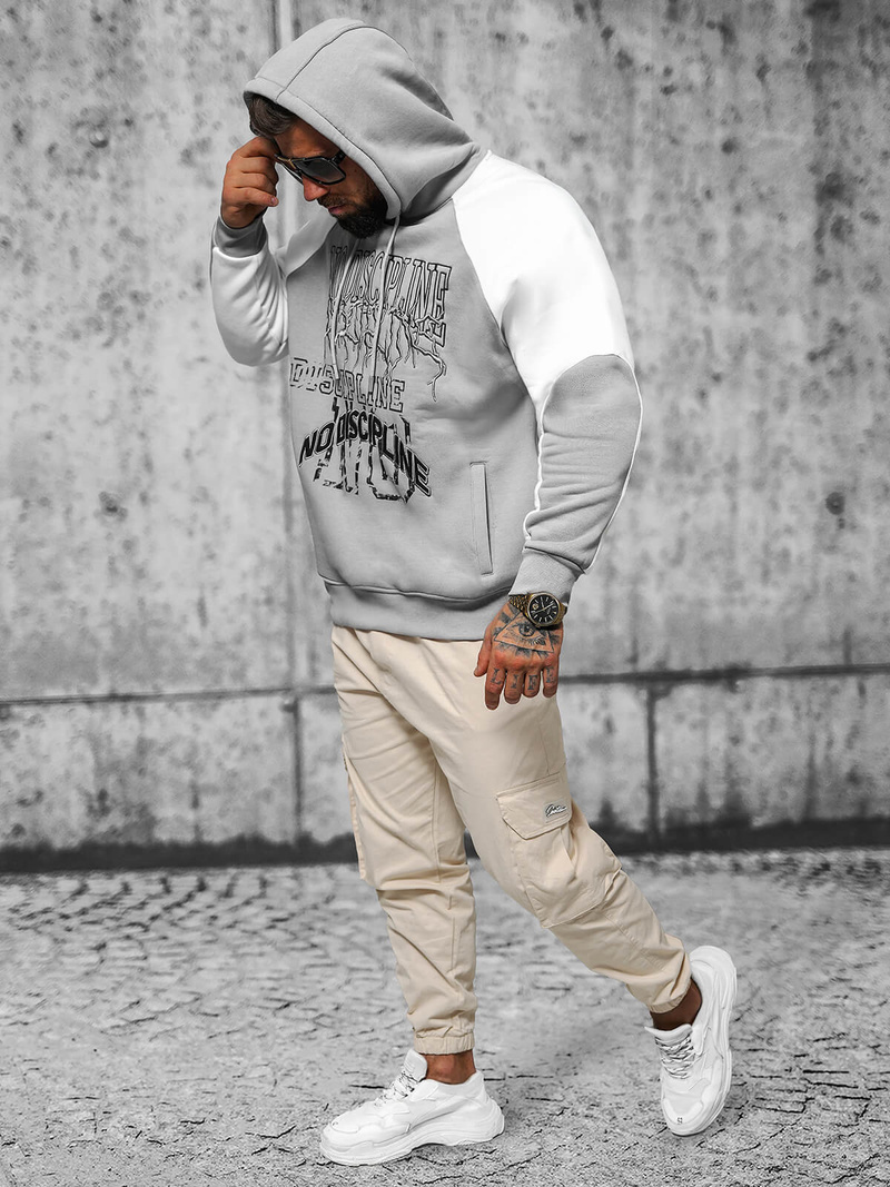 Pilka džemperis su gobtuvu OZONEE O/SWE23037