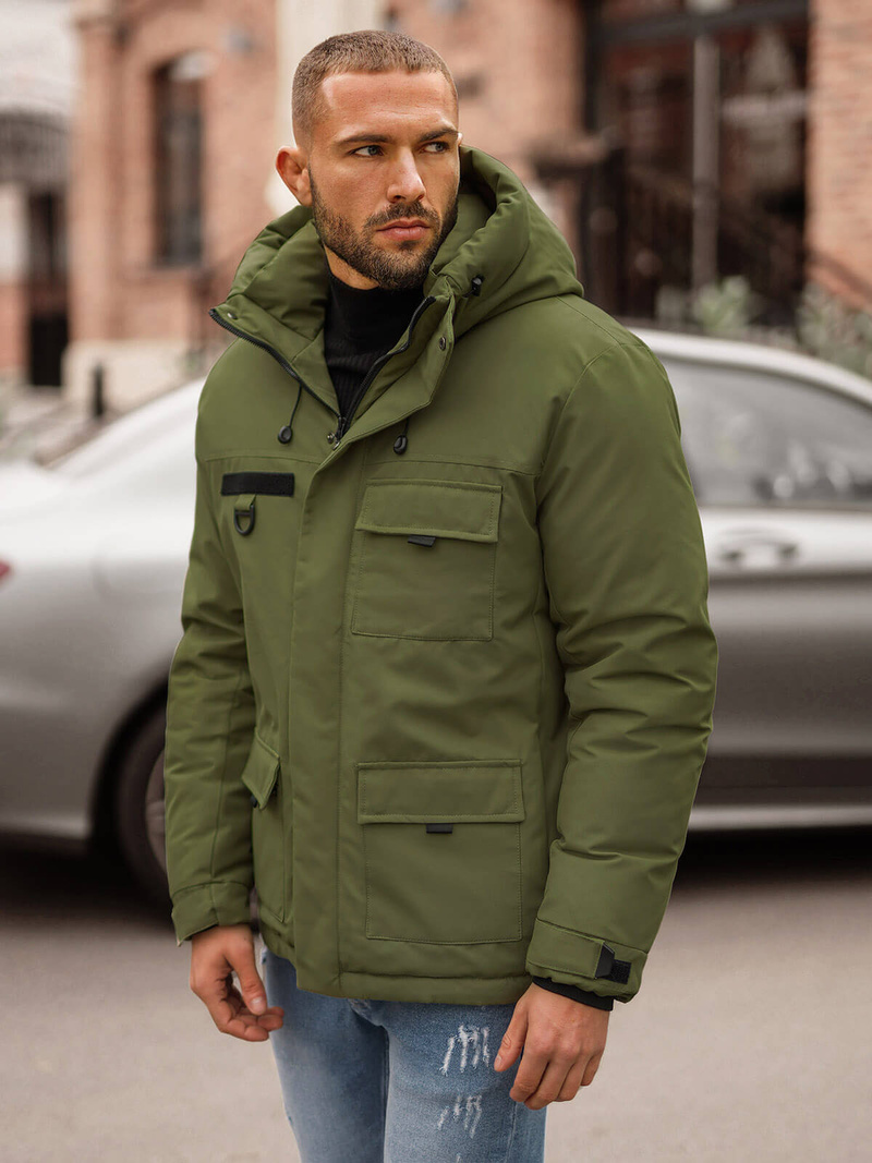 Rusvai žalsva vyriška žieminė striukė OZONEE JS/31M5018Z