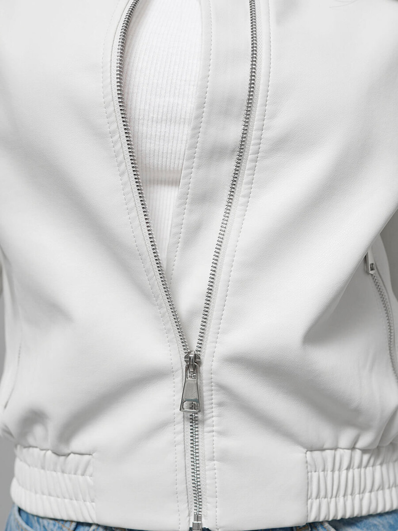 Baltas Moteriška Odinė Striukė OZONEE O/G116