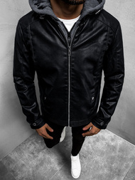 Juoda vyriška odinė striukė OZONEE JB/JP1172Z