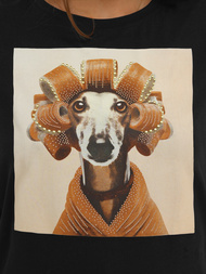 Juodai-smėlinis moteriški marškinėliai OZONEE JS/YJ77726