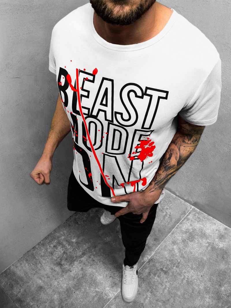 Balti vyriški marškinėliai OZONEE JS/KS1949Z