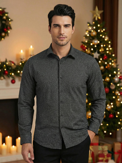 Juodi vyriški marškiniai OZONEE V/V184Z