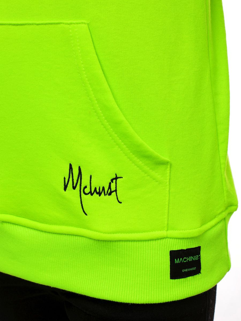 Žaliai-Neoninis vyriškas džemperis su gobtuvu OZONEE MACH/3105Z