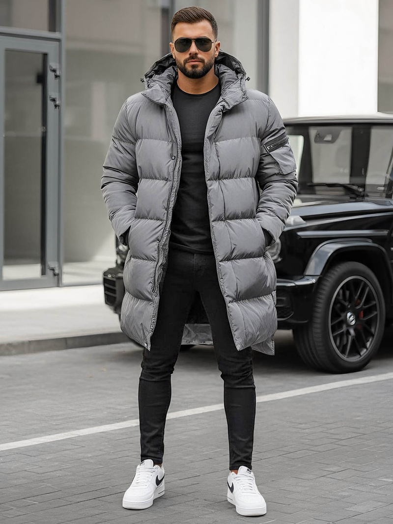 Pilka vyriška žieminė striukė OZONEE O/M799Z