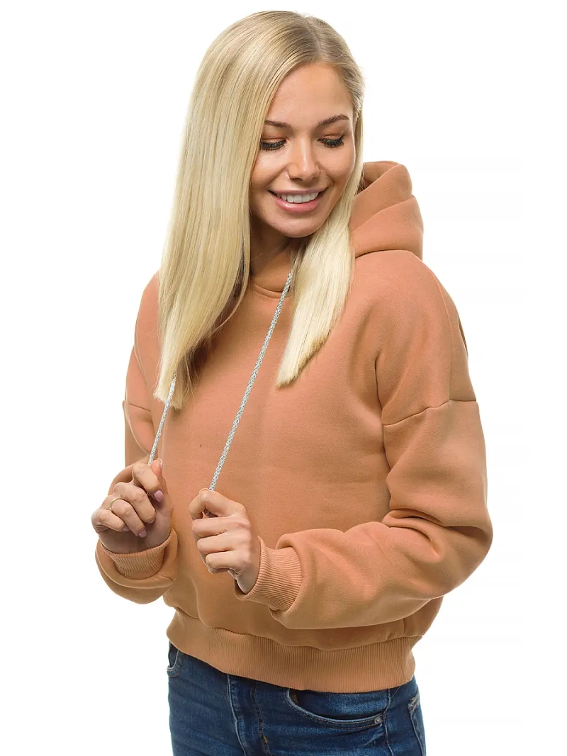 Tamsiai-Smėlinis moteriškas džemperis su gobtuvu OZONEE O/12102