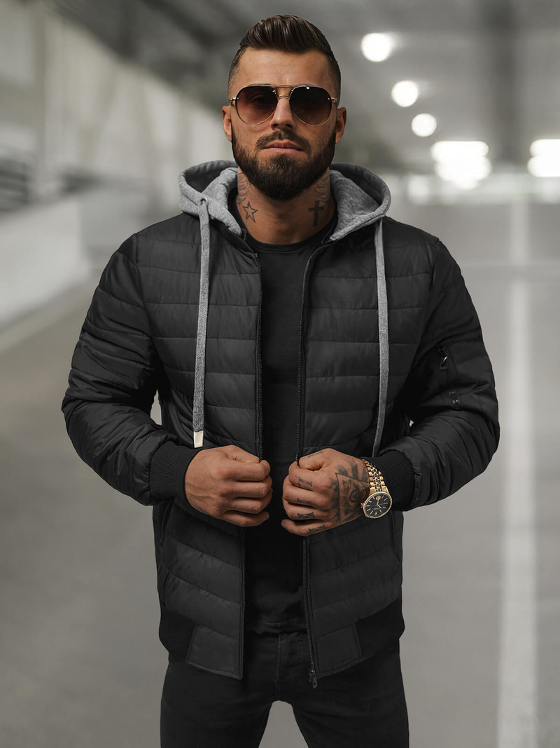 Juoda vyriška striukė OZONEE JS/8M985/392