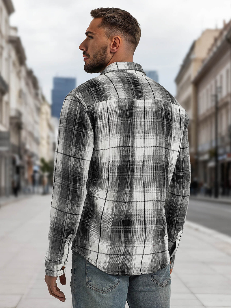 Juodai-balti vyriški marškiniai OZONEE NB/MC728N/4