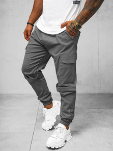 Pilkos vyriškos chino jogger stiliaus kelnės OZONEE O/G3014Z