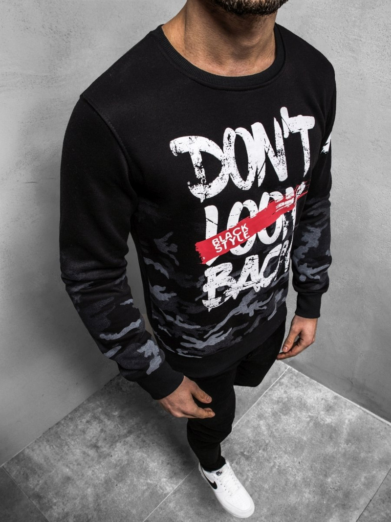 OZONEE JS/DD219Z Juodas vyriškas džemperis