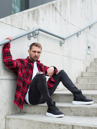 Raudonai vyriški marškiniai striukė OZONEE O/DR2020