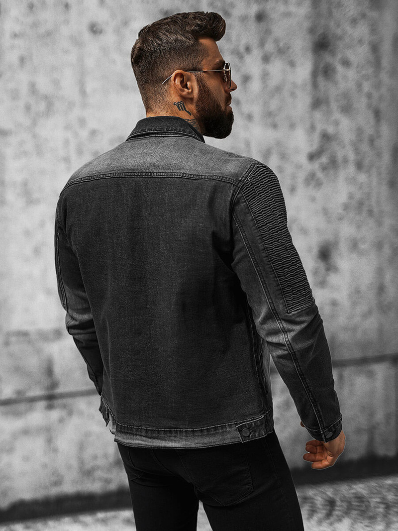 Juodi vyriška džinso striukė OZONEE NB/MJ521N