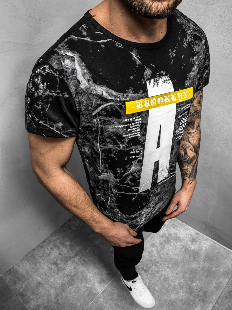 Juodi vyriški marškinėliai OZONEE JS/SS10921Z