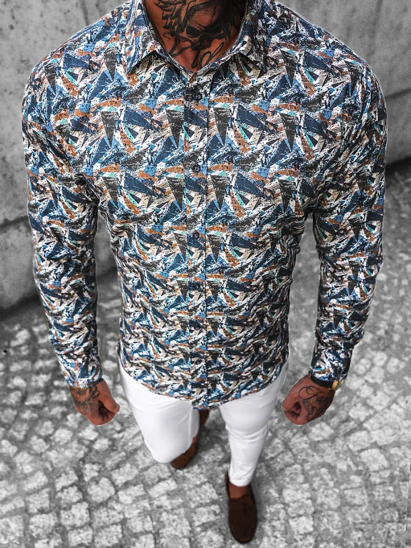 Spalvingi vyriški marškiniai OZONEE O/2822Z