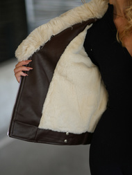 Šokoladas moteriška odinė striukė OZONEE JS/61M8508/158