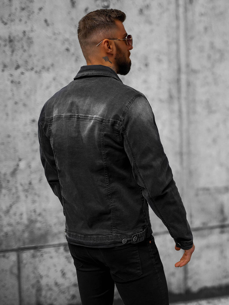 Juoda vyriška džinso striukė OZONEE NB/MJ506NZ