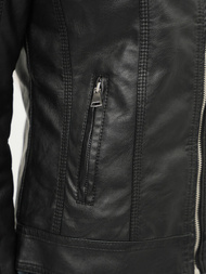 Juoda Moteriška Odinė Striukė OZONEE JS/11Z8010