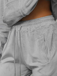 Pilkas moteriškas veliūrinis sportinis kostiumas OZONEE JS/8C1176/2Z