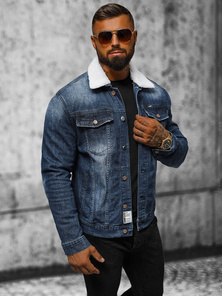 Tamsiai-mėlyna vyriška džinso šerpas striukė OZONEE NB/MJ516BSZ