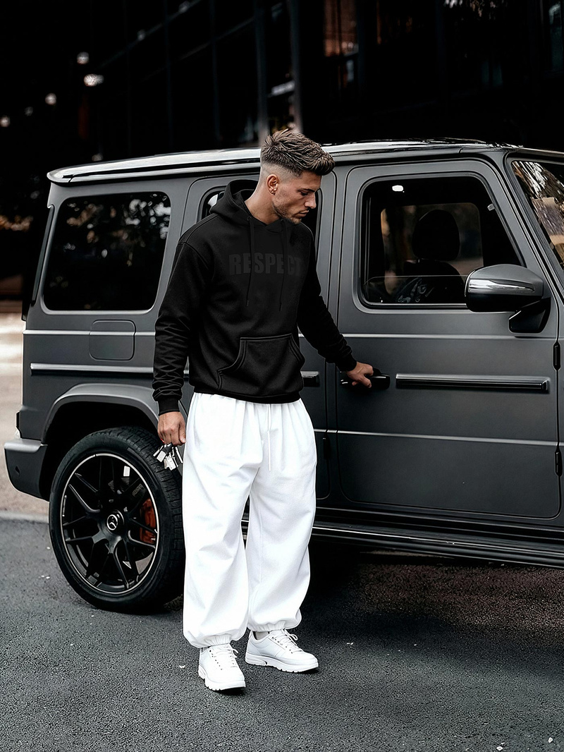 Juoda vyriškas džemperis su gobtuvu OZONEE JS/8B1968/3