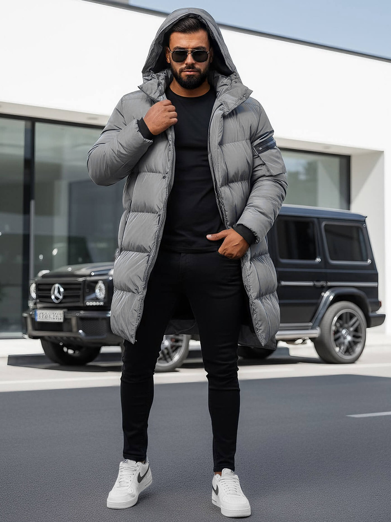 Pilka vyriška žieminė striukė OZONEE O/M799Z