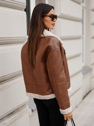 Ruda Moteriška Odinė Striukė OZONEE JS/11Z8176