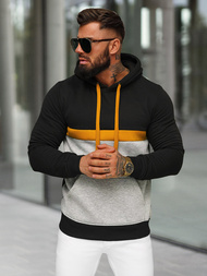 Juoda vyriškas džemperis su gobtuvu OZONEE JS/8B1319/3