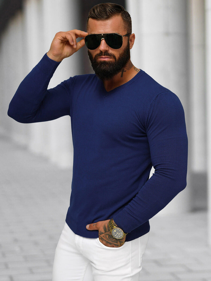 Tamsiai-Mėlynas vyriškas megztinis OZONEE NB/MMB601/5Z