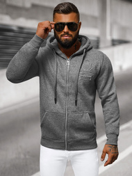 Grafitinis vyriškas džemperis su gobtuvu OZONEE NB/MF2003