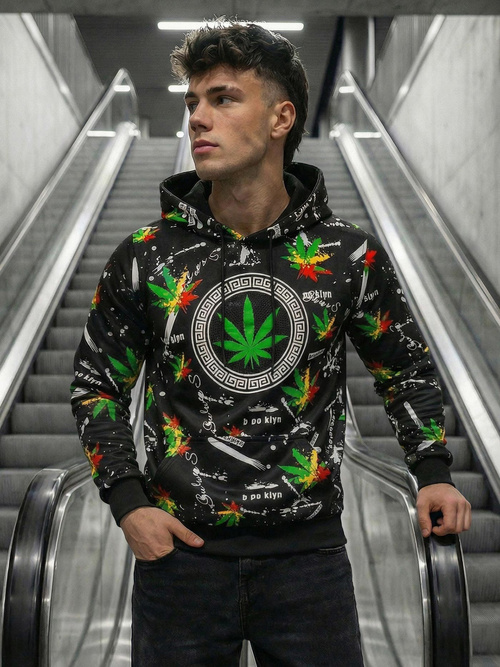 Juodas vyriškas džemperis su gobtuvu OZONEE O/B269Z