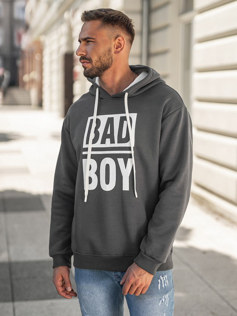 Grafitinis vyriškas džemperis su gobtuvu OZONEE JS/65B3909/5