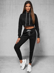 Juodas moteriškas sportinis dviejų dalių kostiumas OZONEE JS/8C67/3