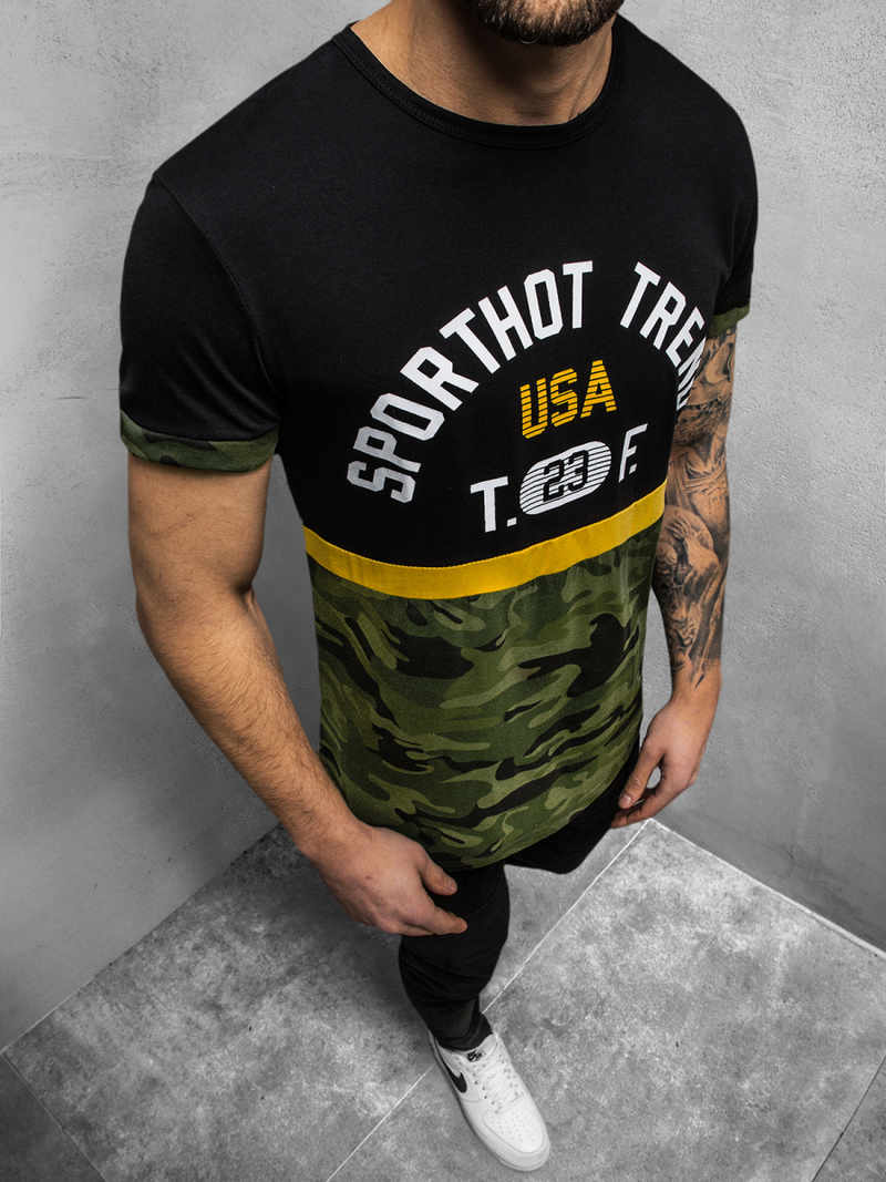 Juodi vyriški marškinėliai OZONEE JS/SS10983Z