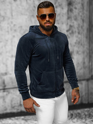 Granatinė vyriškas veliūrinis džemperis su gobtuvu OZONEE JS/8B1168/25