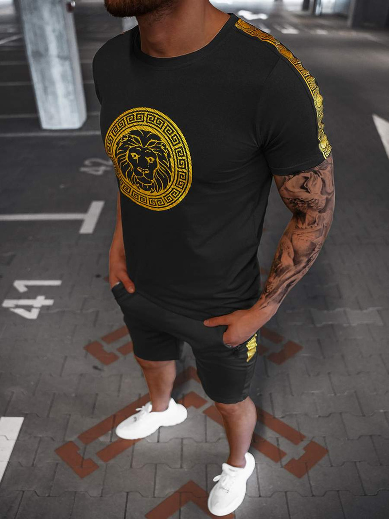 Juodai-aukso vyriškas sportinis kostiumas OZONEE O/HM788