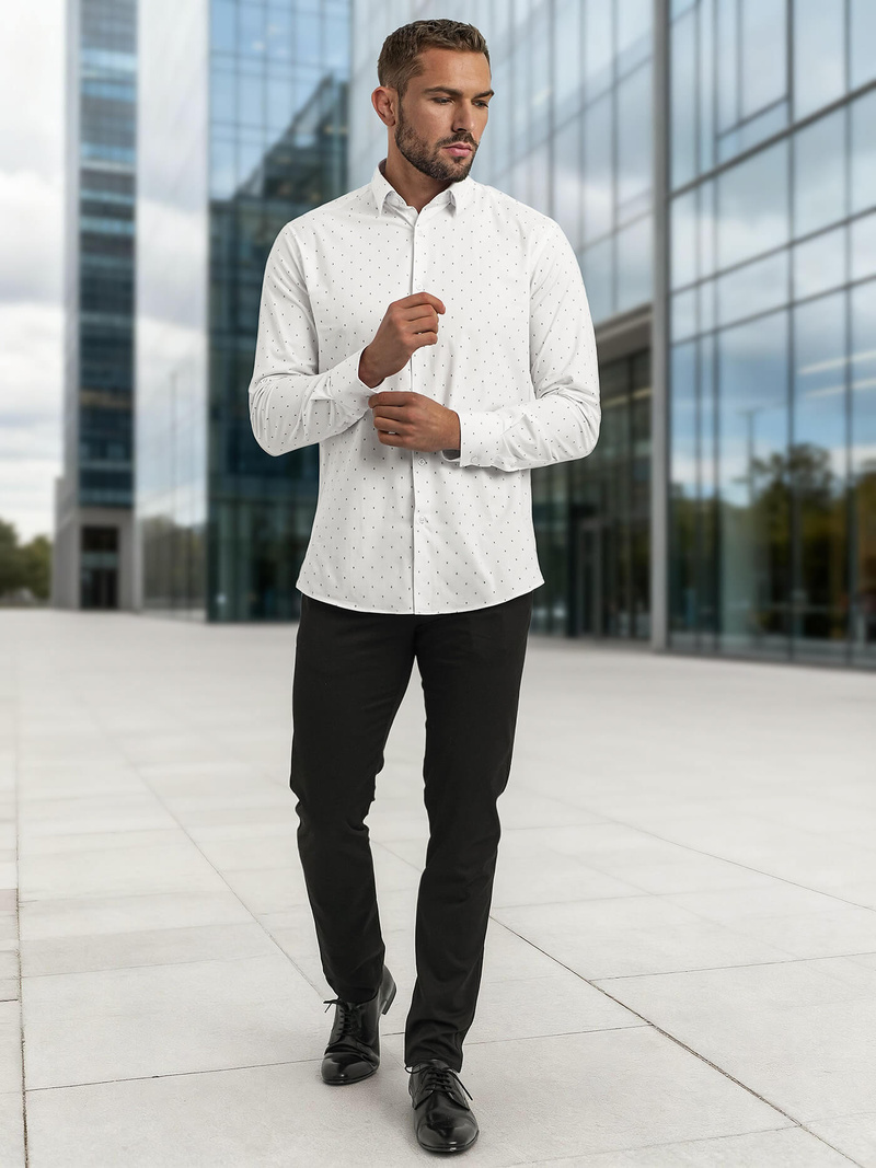 Balti vyriški marškiniai OZONEE V/V180