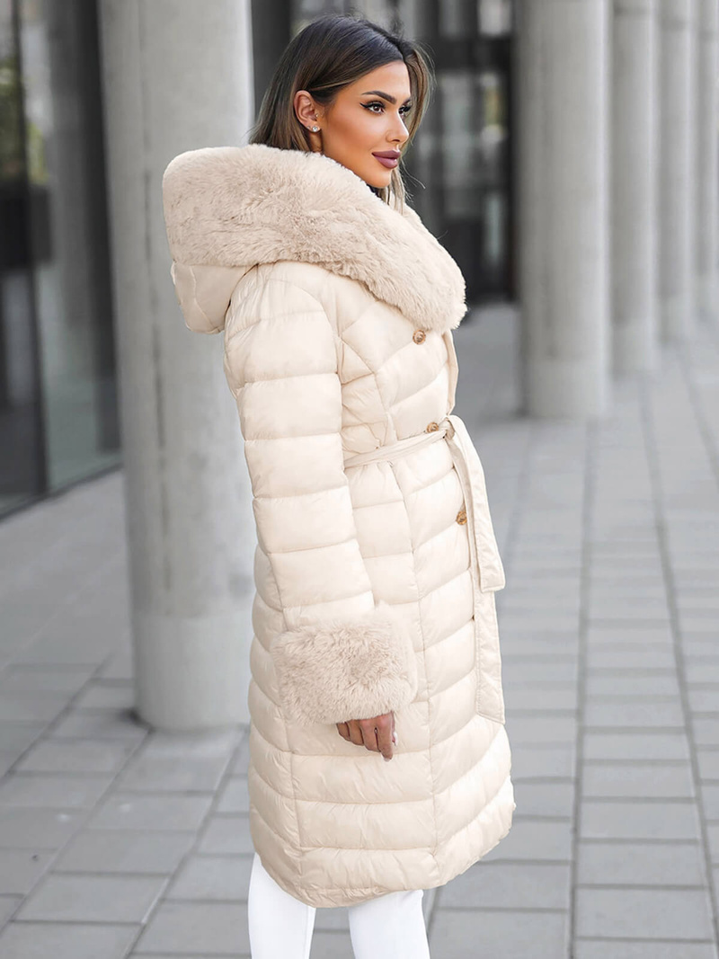 Smėlinis moteriška paltas OZONEE JS/5M3160/254Z