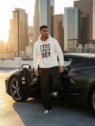 Baltas vyriškas džemperis su gobtuvu OZONEE JS/65B3909/1Z