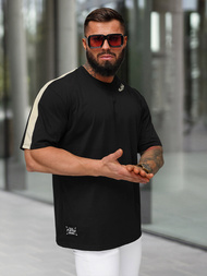 Juodi vyriški marškinėliai OZONEE O/QQ1195