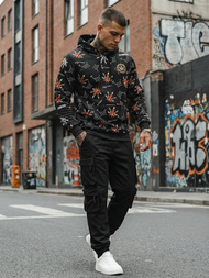 Juodas vyriškas džemperis su gobtuvu OZONEE O/B266Z