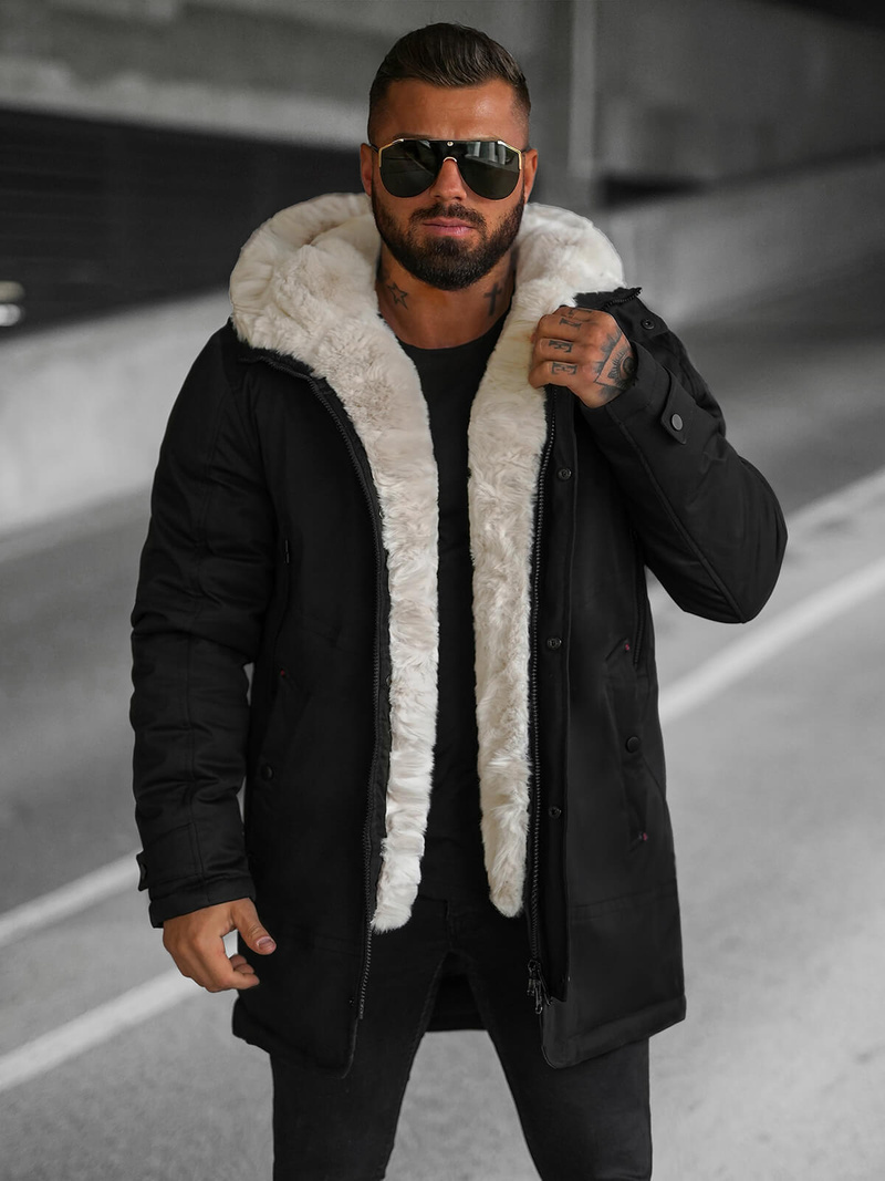 Juoda vyriška žieminė striukė OZONEE JS/22M319/392Z