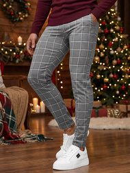 Tamsiai-grafitinės vyriškos chino kelnės OZONEE DJ/5522Z